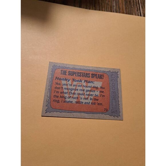 Vintage 1987 WWF Honky Tonk Man Wrestling Trading Card 73 Superstars Speak Topps - Picture 3 of 3